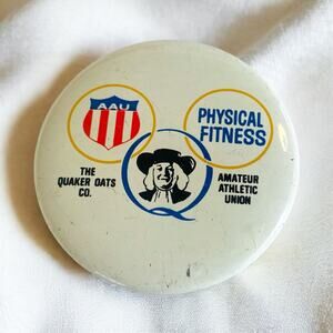 Vintage 1970s Quaker Oats Amateur Athletic Union Physical Fitness AAU Pin Button